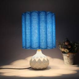 Handmade Light Blue Burlap Lamp Ceramic Base Table Lamp - thumbnail 4