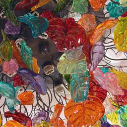 Large Colorful Ceiling Mount Light With Flowers & Leaves For Kitchen, Living Room Or Dining Room - thumbnail 3