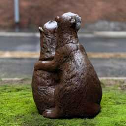 Pair Otter Figurine Concrete Otters Sculpture Stone Animal Statue Outdoor Romantic Decor Cement Wildlife Ornament Otter Lover Gift - thumbnail 4
