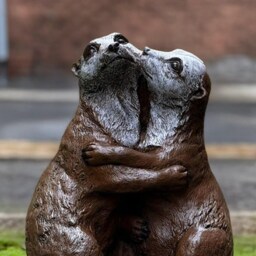 Pair Otter Figurine Concrete Otters Sculpture Stone Animal Statue Outdoor Romantic Decor Cement Wildlife Ornament Otter Lover Gift - thumbnail 2