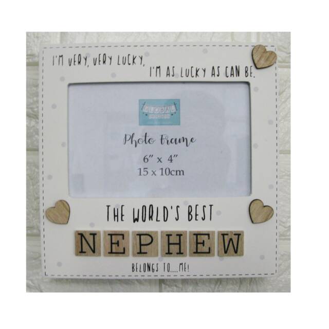 Photo Frame The Worlds Best Nephew Tile Art Nursery Home Decor Wood Cream 6x4 - image 1