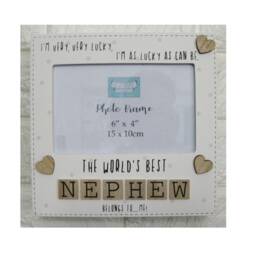 Photo Frame The Worlds Best Nephew Tile Art Nursery Home Decor Wood Cream 6x4 - thumbnail 1