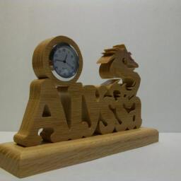Personalized Dragon Desk Clock Handmade Solid Oak Fantasy Decor - thumbnail 2