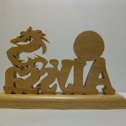 Personalized Dragon Desk Clock Handmade Solid Oak Fantasy Decor - thumbnail 3