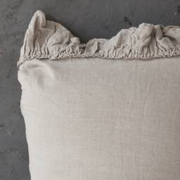 Natural Linen Pillow Sham With Ruffles -Softened Standard, Queen, King, Euro, Deco, Jumbo Sizes - Flax Softened - thumbnail 2