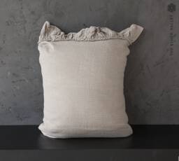 Natural Linen Pillow Sham With Ruffles -Softened Standard, Queen, King, Euro, Deco, Jumbo Sizes - Flax Softened - thumbnail 1
