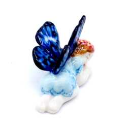 Miniature Ceramic Fairy Princess Sleeping Little Blue White Figurine Tiny Statue Small Decoration Collectible Hand Painted Figure Deco - thumbnail 3