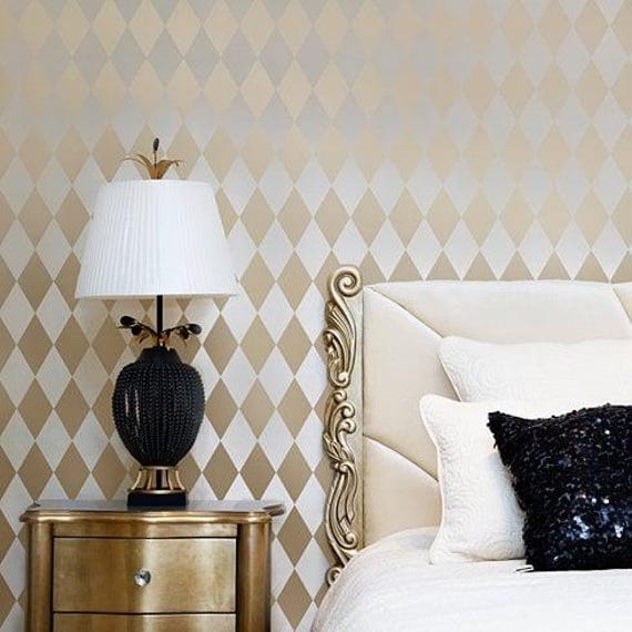 Harlequin Allover Stencil - Large Reusable Stencils For Diy Wall Decor Better Than Wallpaper - image 1
