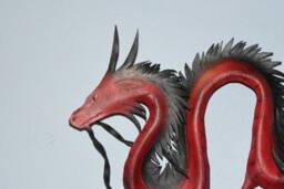 Leather Oriental Style Dragon Wall Hanging Or Costume Piece 12 Inch Length - 3D Art These Available Now On Sale For Old Stock - thumbnail 4