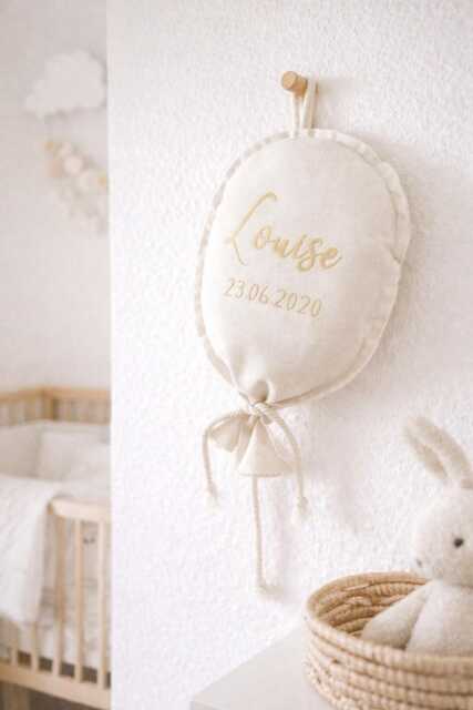 Personalized Fabric Balloon With Name - Nursery Decor Baby Shower Gift Christening Wall - image 1