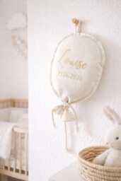 Personalized Fabric Balloon With Name - Nursery Decor Baby Shower Gift Christening Wall - thumbnail 1