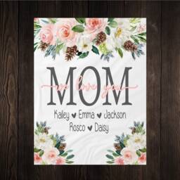 Mom Christmas Gift, Blanket, Present, Floral Style Personalized Gift For Grandparent - thumbnail 3