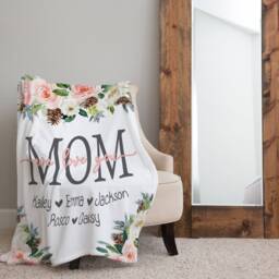 Mom Christmas Gift, Blanket, Present, Floral Style Personalized Gift For Grandparent - thumbnail 2