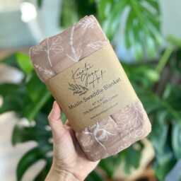 Bee & Wildflower Swaddle Blanket, Bumble Muslin Baby Blanket - thumbnail 2