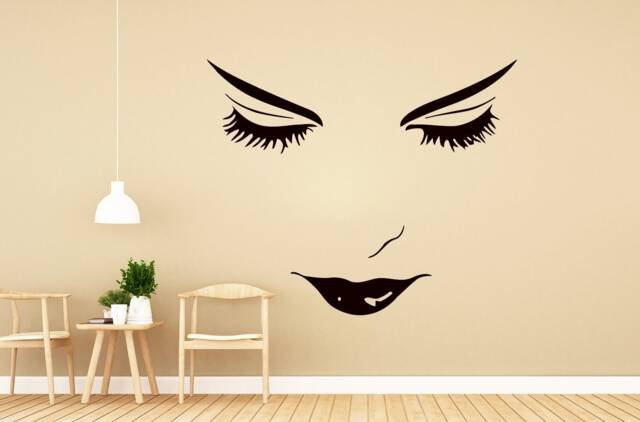 Beauty Wall Decals Woman Face Decal Hairdressing Salon Vinyl Stickers Makeup Decor Bedroom Na87 - image 1