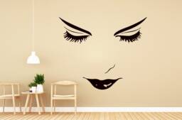 Beauty Wall Decals Woman Face Decal Hairdressing Salon Vinyl Stickers Makeup Decor Bedroom Na87 - thumbnail 1
