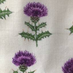 Thistle Print Cushion Cover Cream, Purple & Green Cotton - 16 - thumbnail 2
