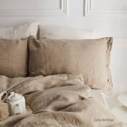 Flax Linen Bedding Set Stonewashed Duvet Cover + 2 Pillowcases - thumbnail 3