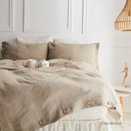 Flax Linen Bedding Set Stonewashed Duvet Cover + 2 Pillowcases - thumbnail 1