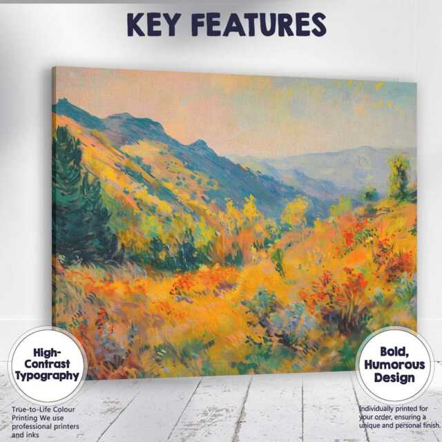 Vibrant Mountain Valley Wildflower Meadow Contemporary Landscape Canvas Wall Art Print Decor Picture Ready To Hang - image 1