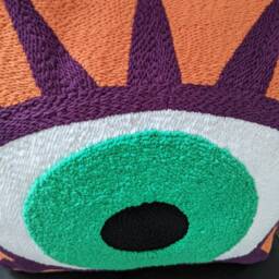 The Original Hand Tufted Evil Eye Cushion. Embroidered Cushion, Eyeball, Colourful Decor Punch Needle Design Orange Turquoise Purple - thumbnail 3