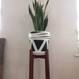 Handmade Wooden Plant Pot Stand - Mid-Century Modern, Solid Wood - thumbnail 2