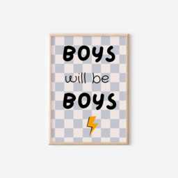 Boys Will Be Checkered Retro Wall Print For Childrens Bedroom Or Nursery - thumbnail 2