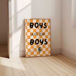 Boys Will Be Checkered Retro Wall Print For Childrens Bedroom Or Nursery - thumbnail 3