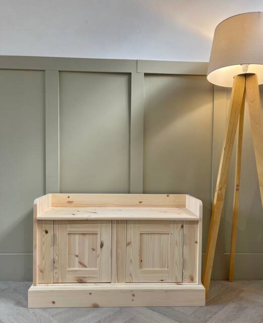 Unpainted, Backless Bench, Hallway Shoe Storage Monks Window Seat, Bench With Two Doors - image 1
