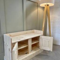 Unpainted, Backless Bench, Hallway Shoe Storage Monks Window Seat, Bench With Two Doors - thumbnail 2