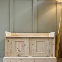 Unpainted, Backless Bench, Hallway Shoe Storage Monks Window Seat, Bench With Two Doors - thumbnail 3