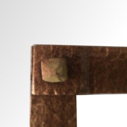 Hand Forged Bronze Mirror - Hammered Metal Frame, Riveted Details - thumbnail 2
