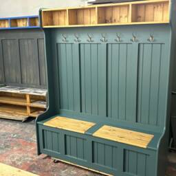 Coat Rack Hand Crafted With Under Seat Storage & Pigeon Holes - thumbnail 4