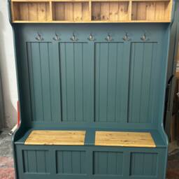 Coat Rack Hand Crafted With Under Seat Storage & Pigeon Holes - thumbnail 2