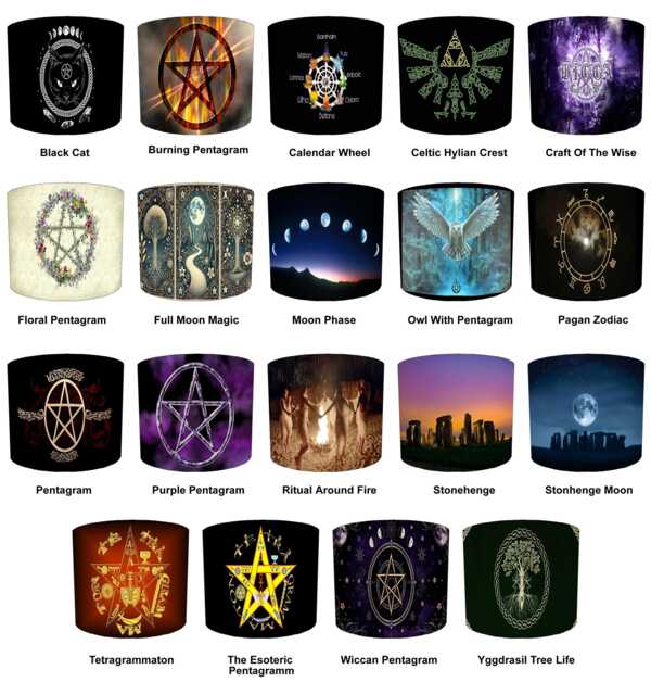 Wicca Pagan Drum Lampshades For Ceiling Light Shades Pendants Or Bedside, Table Lamp Shades, Gothic - image 1