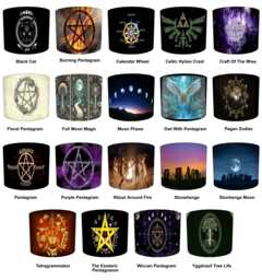 Wicca Pagan Drum Lampshades For Ceiling Light Shades Pendants Or Bedside, Table Lamp Shades, Gothic - thumbnail 1