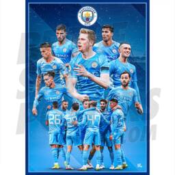 Manchester City Fc 21/22 Player Montage Poster - Officially Licensed Product A4/A3 A2 + Framed Option - thumbnail 2
