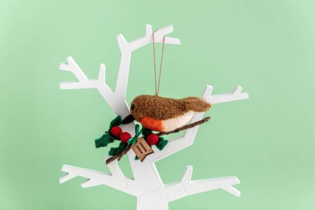 Personalised Robin Hanging Decoration - Personalized Christmas First Bauble Festive Traditional Gift Ideas - image 1
