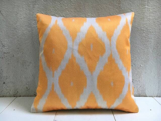 Handwoven Silk Ikat Pillow Cover, Modern Accent Cushion - 16x16 - image 1