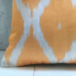Handwoven Silk Ikat Pillow Cover, Modern Accent Cushion - 16x16 - thumbnail 3