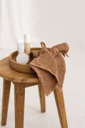 Linen Face Cloth Set Of 2, Waffle Towel, Compact Foldable Bath Small Guest Towel