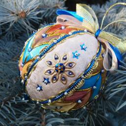 Christmas Toy Quilted Ornaments Hanging Gift Home Decor Merry Patchwork Balls Fabric On The Tree - thumbnail 3