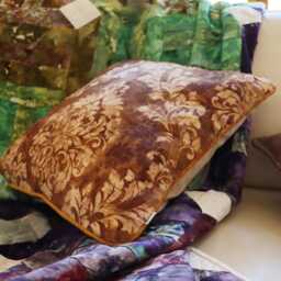 Sepia Gold Floral Velvet Cushion Cover With Piping Edge - thumbnail 2