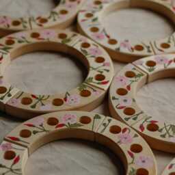 Wooden Celebration Ring, Poppies, Waldorf Birthday Advent Spiral, Calendar, Candle Holder - thumbnail 3