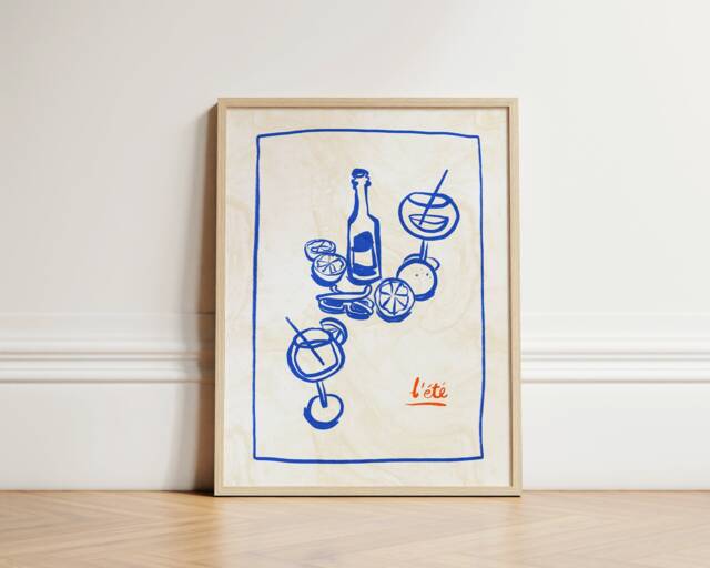 L'??t?? Print, Summer Cocktail Coastal Wall Art, Living Decor, Aesthetic Relaxing Home Inspo, Unframed - image 1