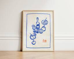 L'??t?? Print, Summer Cocktail Coastal Wall Art, Living Decor, Aesthetic Relaxing Home Inspo, Unframed - thumbnail 1