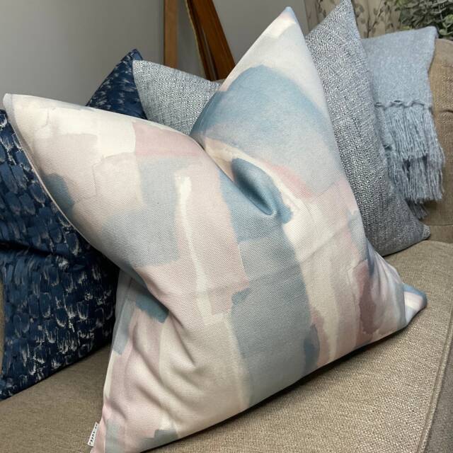 Scatter Cushion Cover, Geometric Abstract Print Pillow Blue Pink White Modern Throw Cover - Livia - image 1