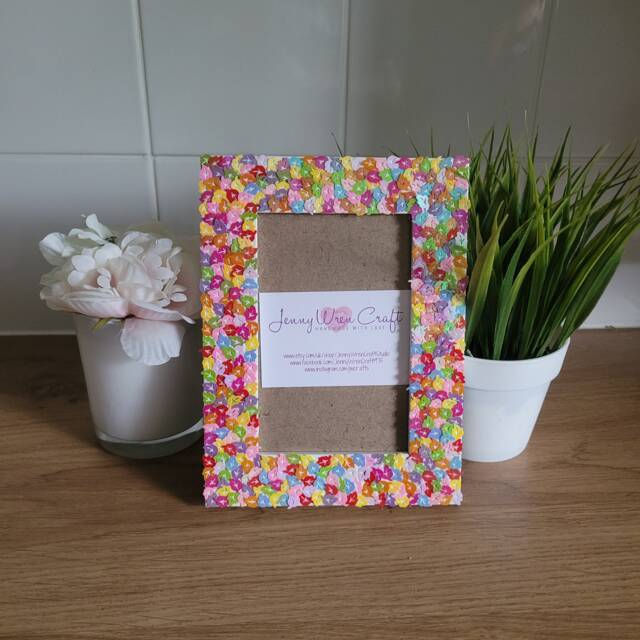 Colourful Leaf Shaped Sequins Photo Frame 4 X 6 Inches - image 1