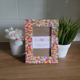 Colourful Leaf Shaped Sequins Photo Frame 4 X 6 Inches - thumbnail 1
