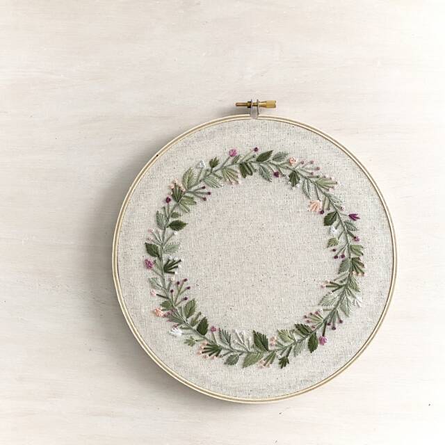 Circle Garden Embroidery Hoop. Home Decor. Wall Art. Floral Embroidery - image 1